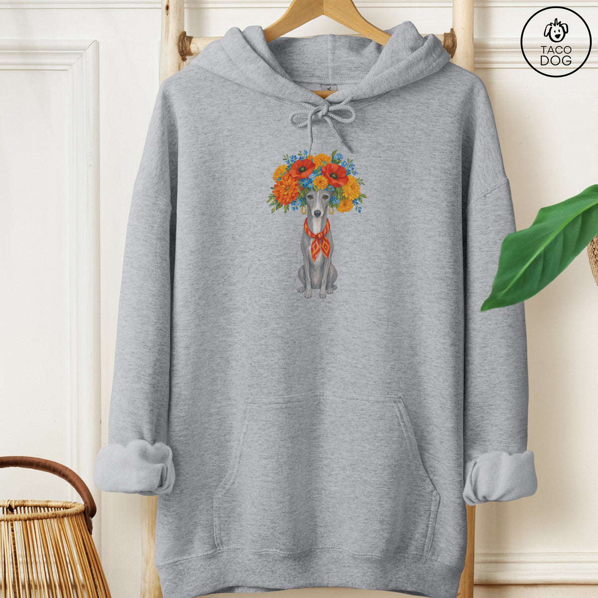 Italian Greyhound Whippet Flower Crown Hoodie