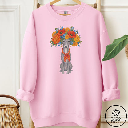 Italian Greyhound Whippet Flower Crown Sweatshirt