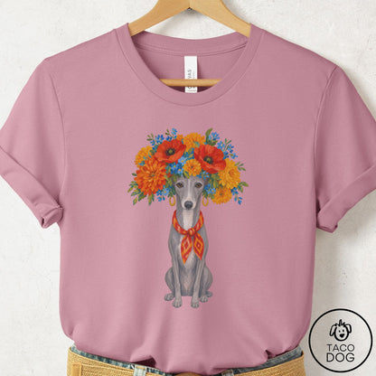 Italian Greyhound Whippet Flower Crown T-Shirt Orchid Taco-Dog