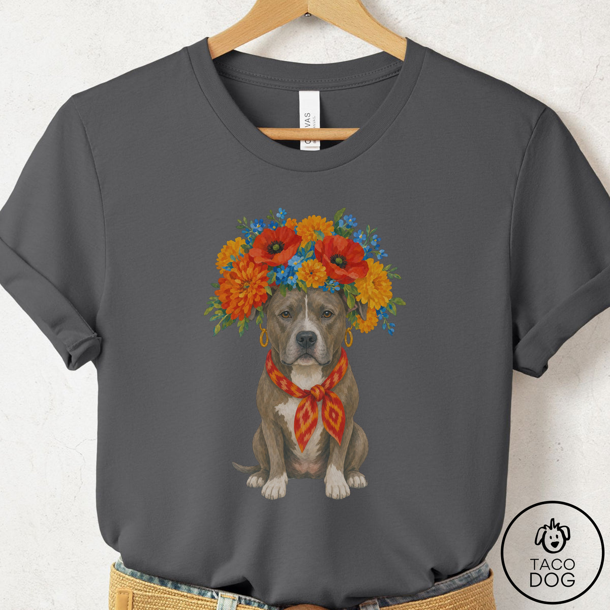 Pitbull Flower Crown T-Shirt