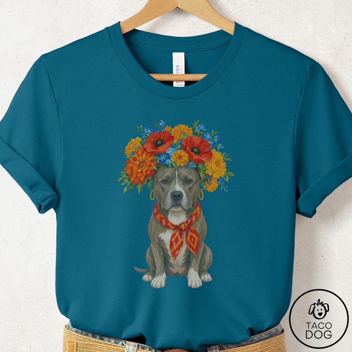 Pitbull Flower Crown T-Shirt