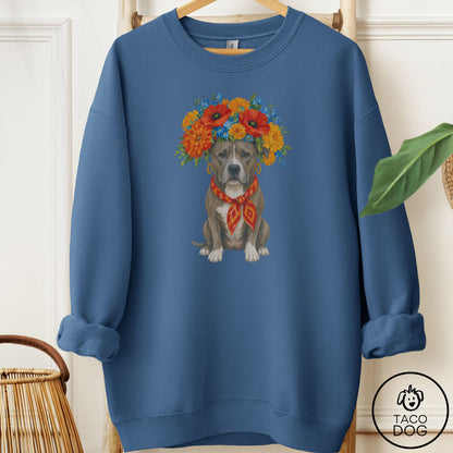 Pitbull Flower Crown Sweatshirt
