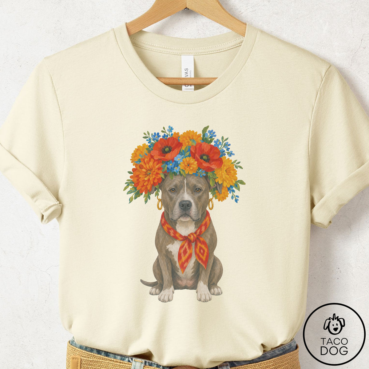 Pitbull Flower Crown T-Shirt