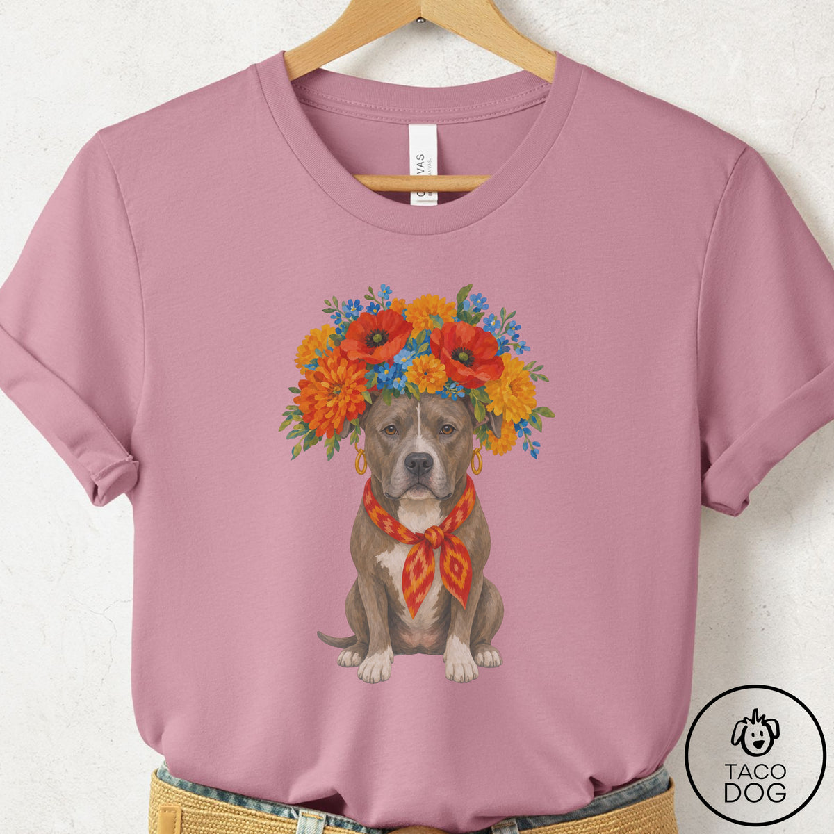 Pitbull Flower Crown T-Shirt