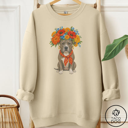 Pitbull Flower Crown Sweatshirt