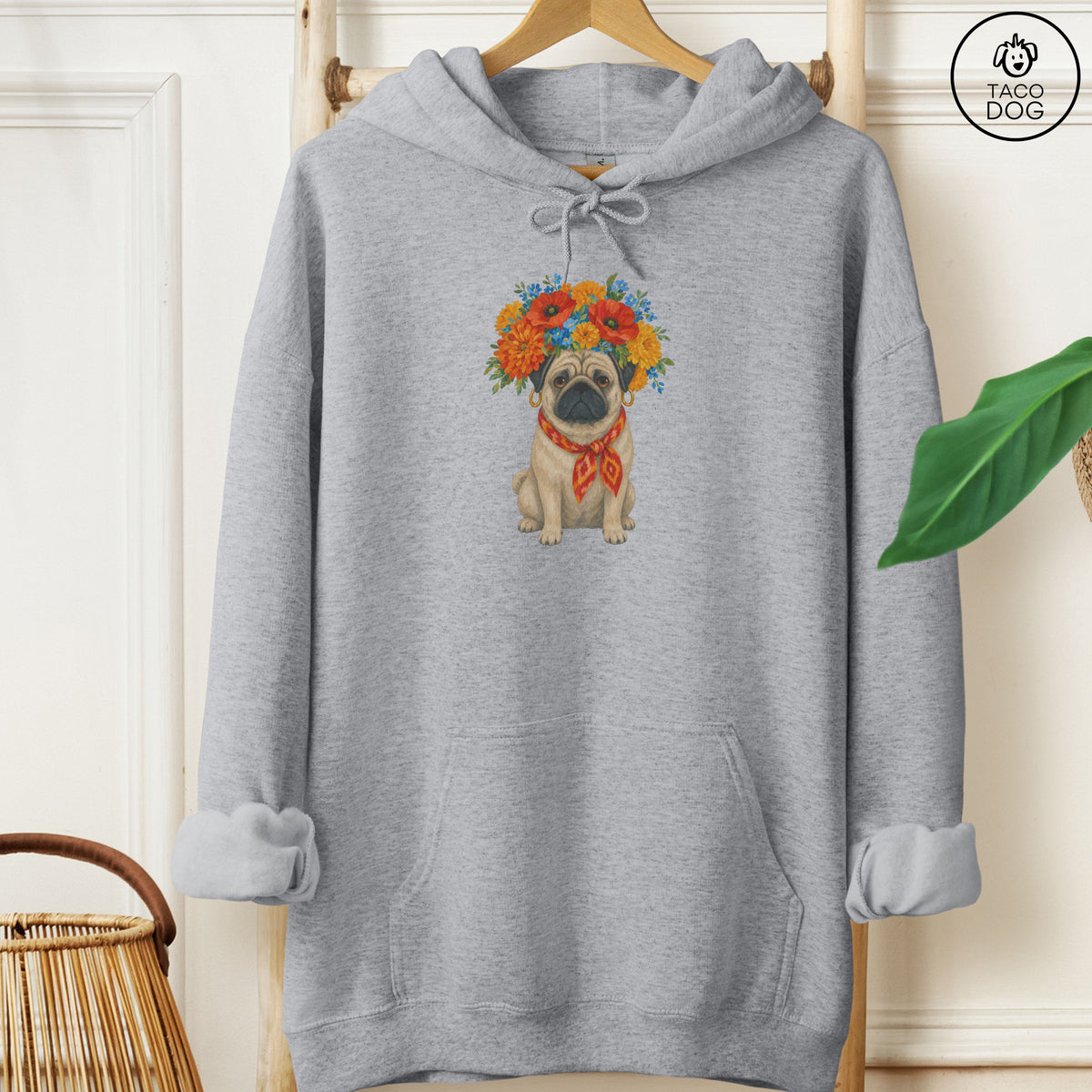 Pug Flower Crown Hoodie