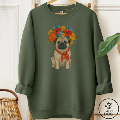 Pug Flower Crown Sweatshirt