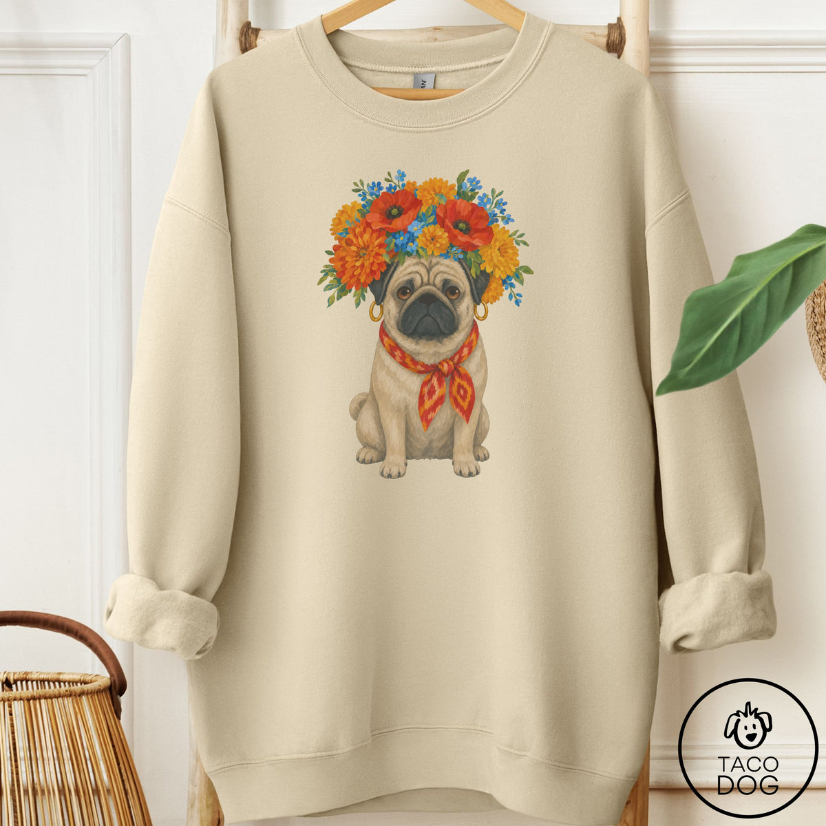 Pug Flower Crown Sweatshirt