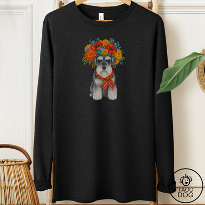 Schnauzer Flower Crown Long Sleeve Tee