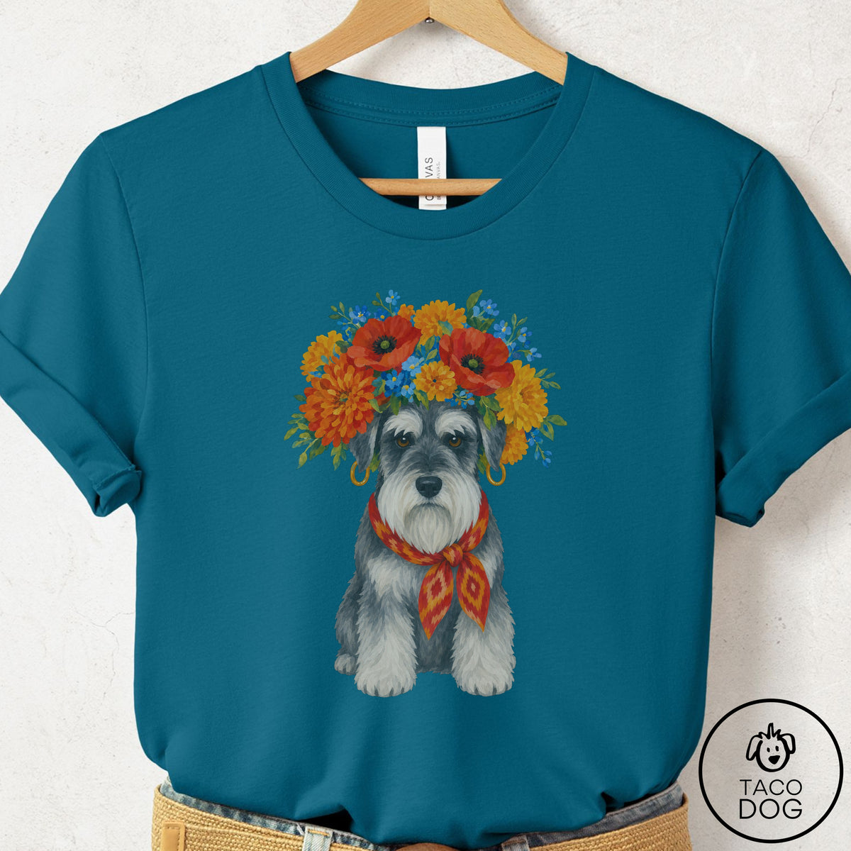 Schnauzer Flower Crown T-Shirt