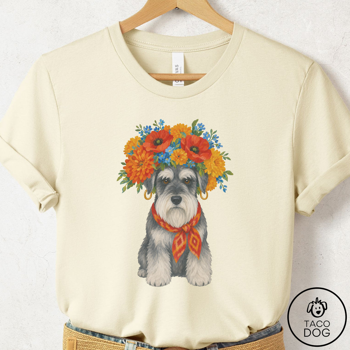 Schnauzer Flower Crown T-Shirt