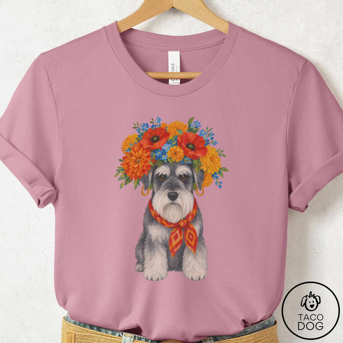 Schnauzer Flower Crown T-Shirt