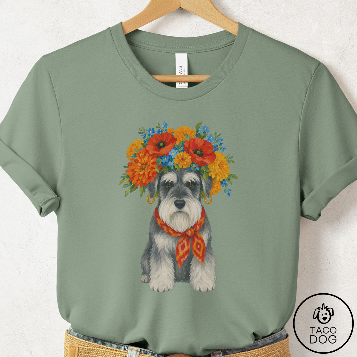 Schnauzer Flower Crown T-Shirt