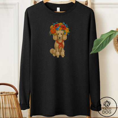Poodle Flower Crown Long Sleeve Tee