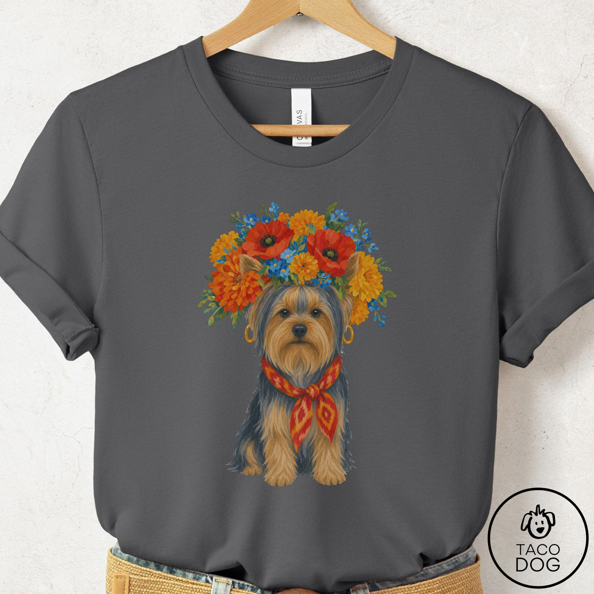 Yorkshire Terrier Yorkie Flower Crown T-Shirt