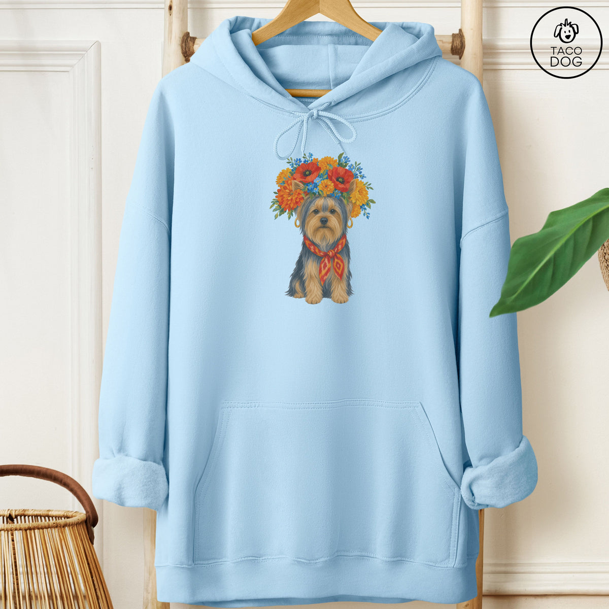 Yorkshire Terrier Yorkie Flower Crown Hoodie