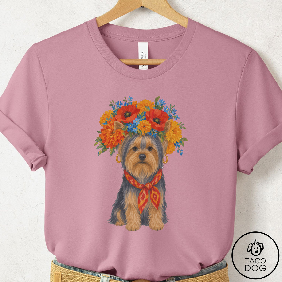 Yorkshire Terrier Yorkie Flower Crown T-Shirt