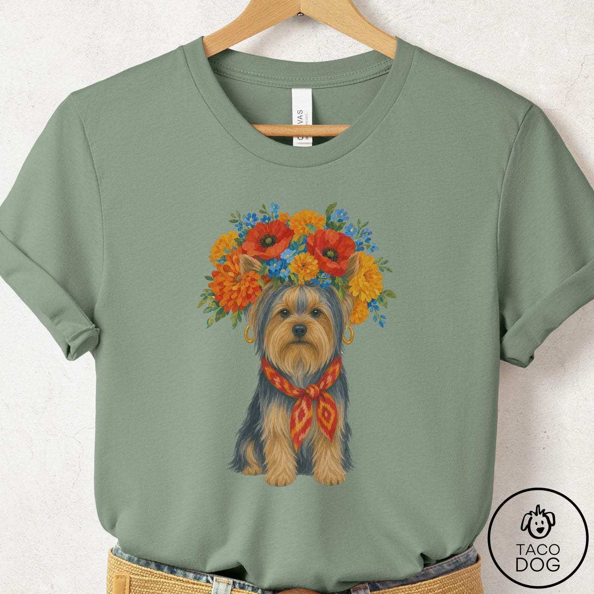 Yorkshire Terrier Yorkie Flower Crown T-Shirt