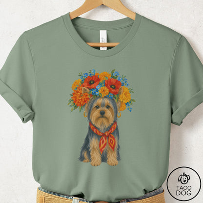 Yorkshire Terrier Yorkie Flower Crown T-Shirt