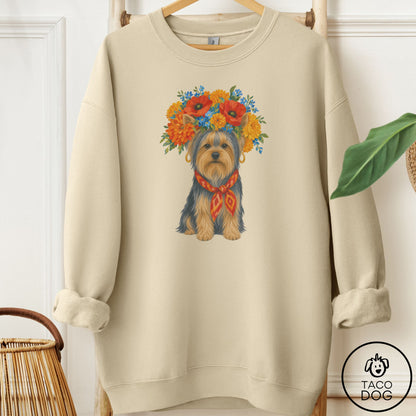 Yorkshire Terrier Yorkie Flower Crown Sweatshirt