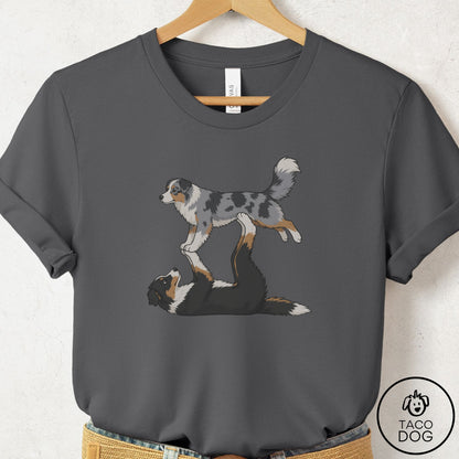 Australian Shepherd Flying Feet T-Shirt Asphalt Taco-Dog