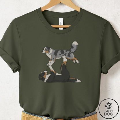 Australian Shepherd Flying Feet T-Shirt Military Green Taco-Dog