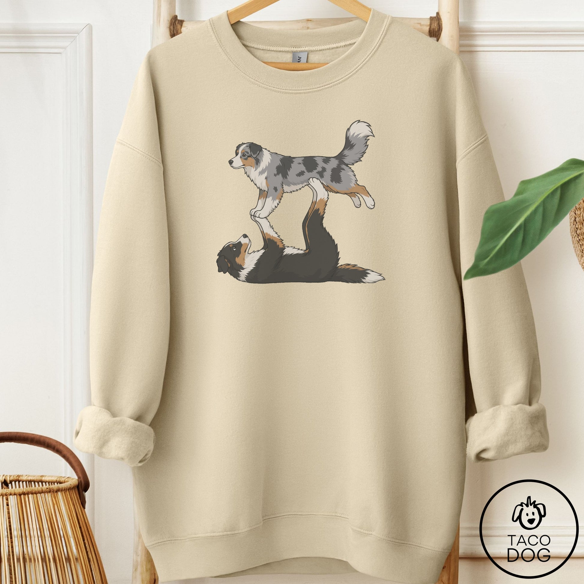 Australian Shepherd Flying Feet Sweatshirt Sand Taco-Dog