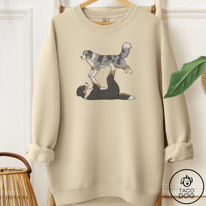 Australian Shepherd Flying Feet Sweatshirt Sand Taco-Dog