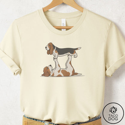 Basset Hound Flying Feet T-Shirt Natural Taco-Dog