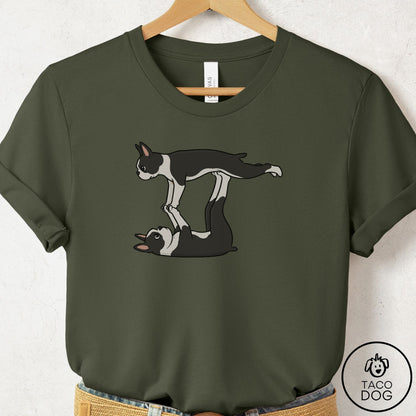 Boston Terrier Flying Feet T-Shirt Military Green Taco-Dog
