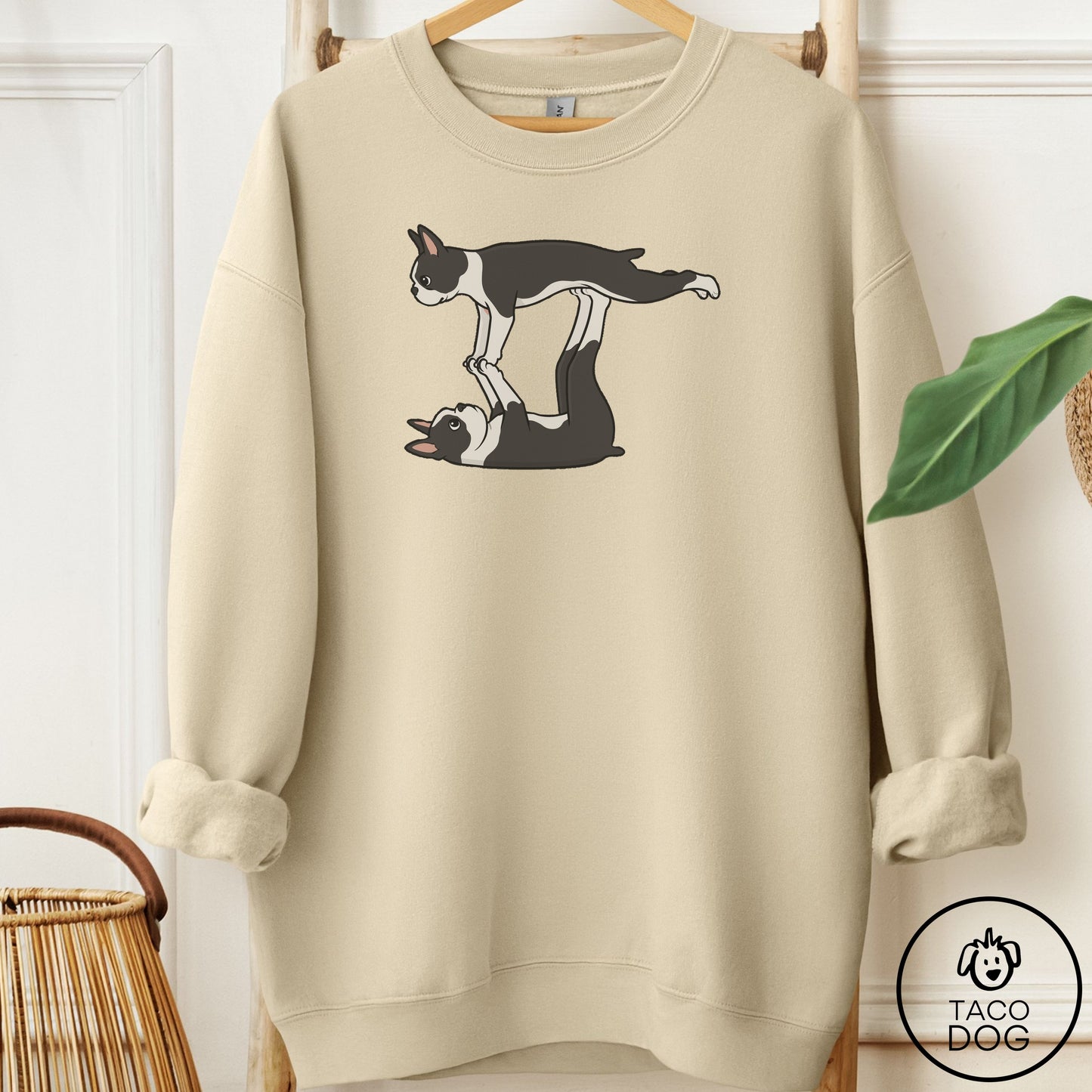 Boston Terrier Flying Feet Sweatshirt Sand Taco-Dog