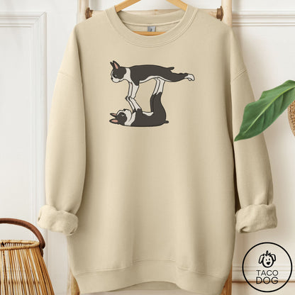 Boston Terrier Flying Feet Sweatshirt Sand Taco-Dog