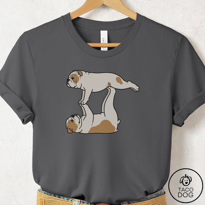 English Bulldog Flying Feet T-Shirt Asphalt Taco-Dog
