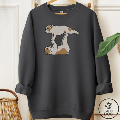 English Bulldog Flying Feet Sweatshirt Charcoal Taco-Dog