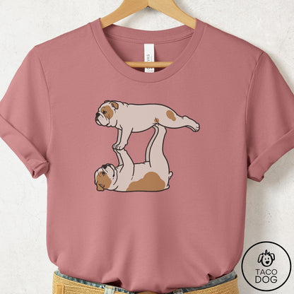 English Bulldog Flying Feet T-Shirt Mauve Taco-Dog