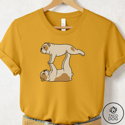 English Bulldog Flying Feet T-Shirt Mustard Taco-Dog