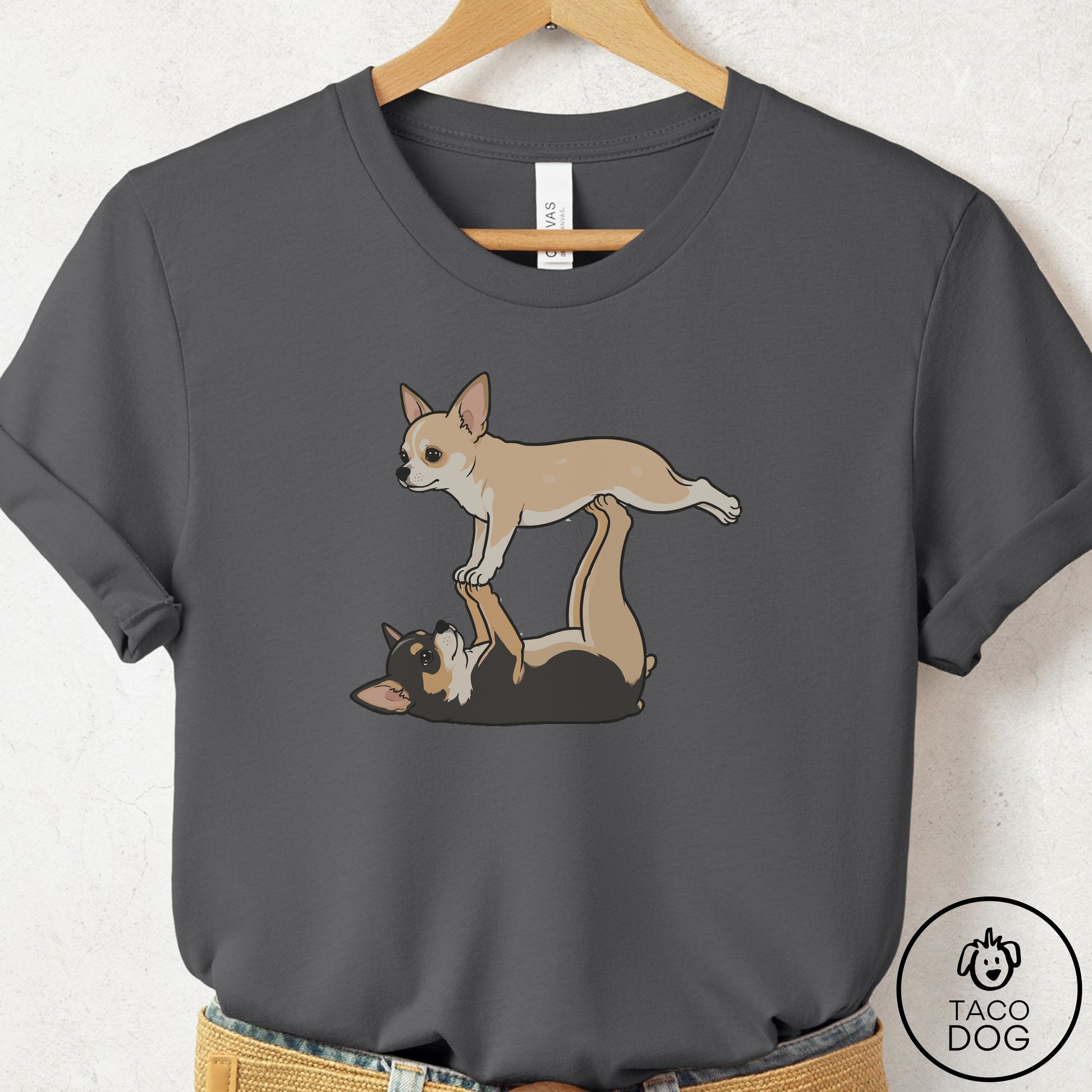 Chihuahua Flying Feet T-Shirt Asphalt Taco-Dog