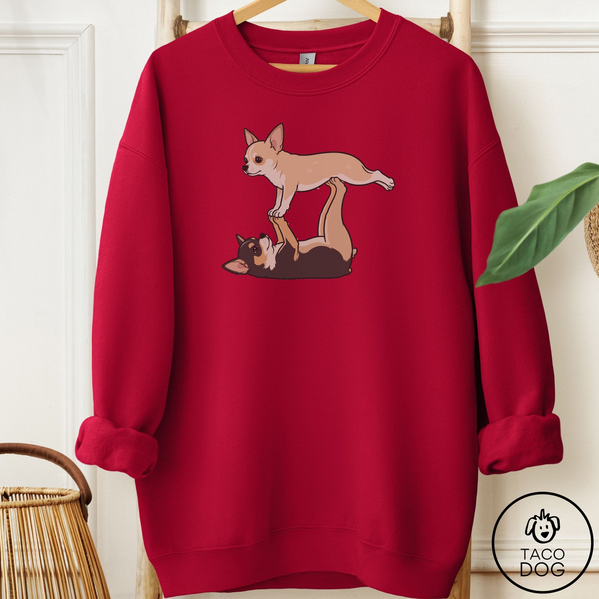 Chihuahua Flying Feet Sweatshirt Cardinal Red Taco-Dog