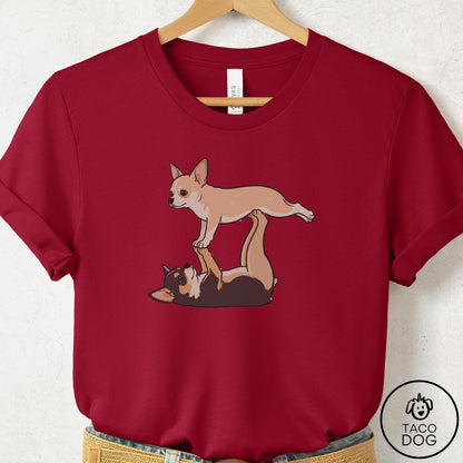 Chihuahua Flying Feet T-Shirt Cardinal Taco-Dog