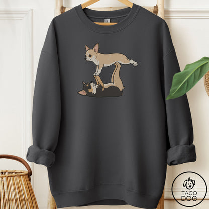 Chihuahua Flying Feet Sweatshirt Charcoal Taco-Dog