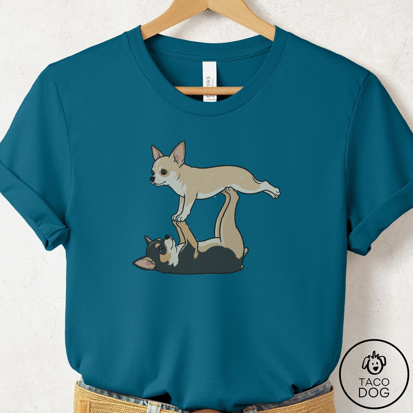 Chihuahua Flying Feet T-Shirt Deep Teal Taco-Dog