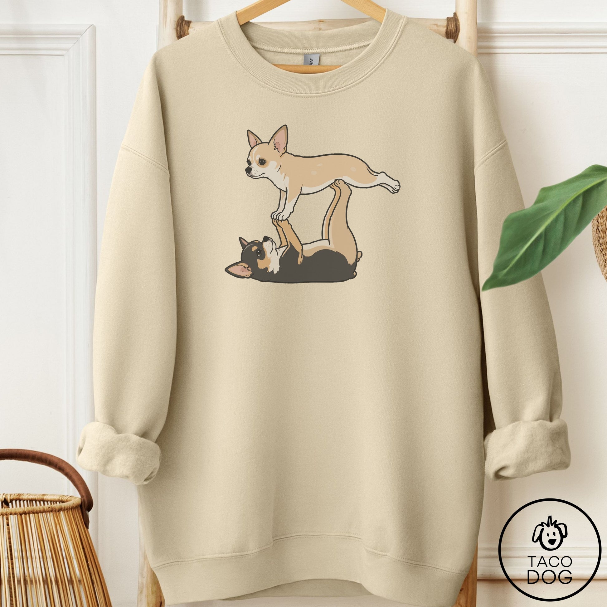 Chihuahua Flying Feet Sweatshirt Sand Taco-Dog