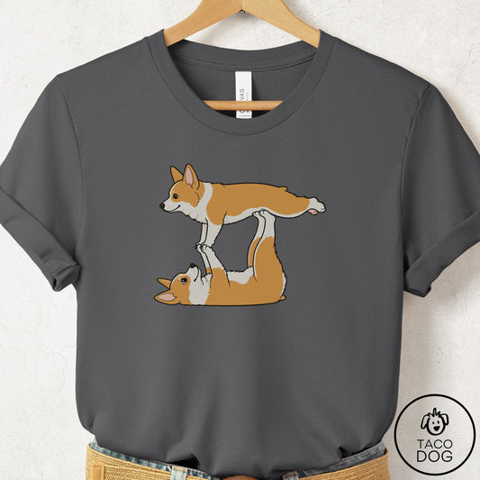 Corgi Flying Feet T-Shirt Asphalt Taco-Dog