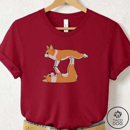 Corgi Flying Feet T-Shirt Cardinal Taco-Dog