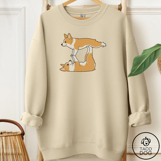Corgi Flying Feet Sweatshirt Sand Taco-Dog