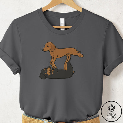 Dachshund Flying Feet T-Shirt Asphalt Taco-Dog
