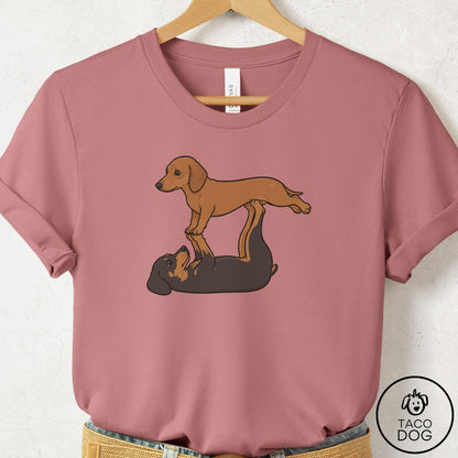 Dachshund Flying Feet T-Shirt Mauve Taco-Dog