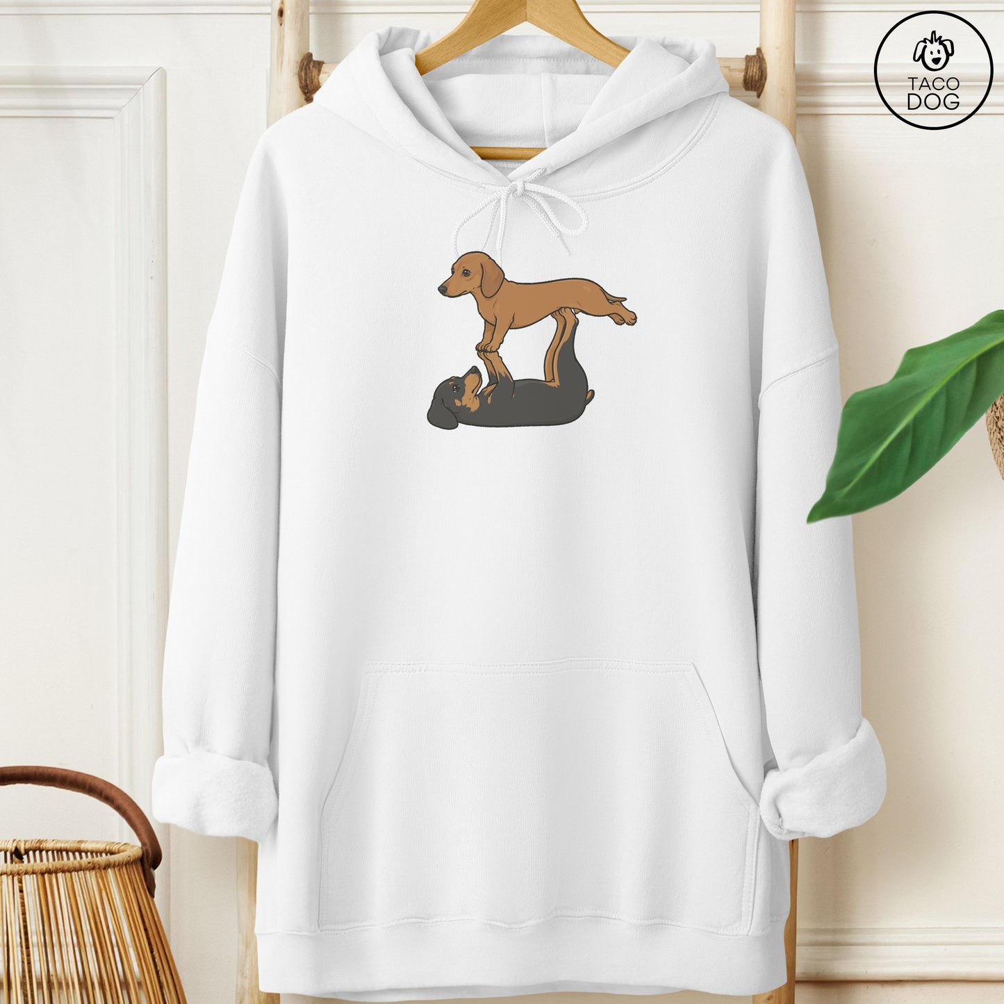 Dachshund Flying Feet Hoodie White Taco-Dog