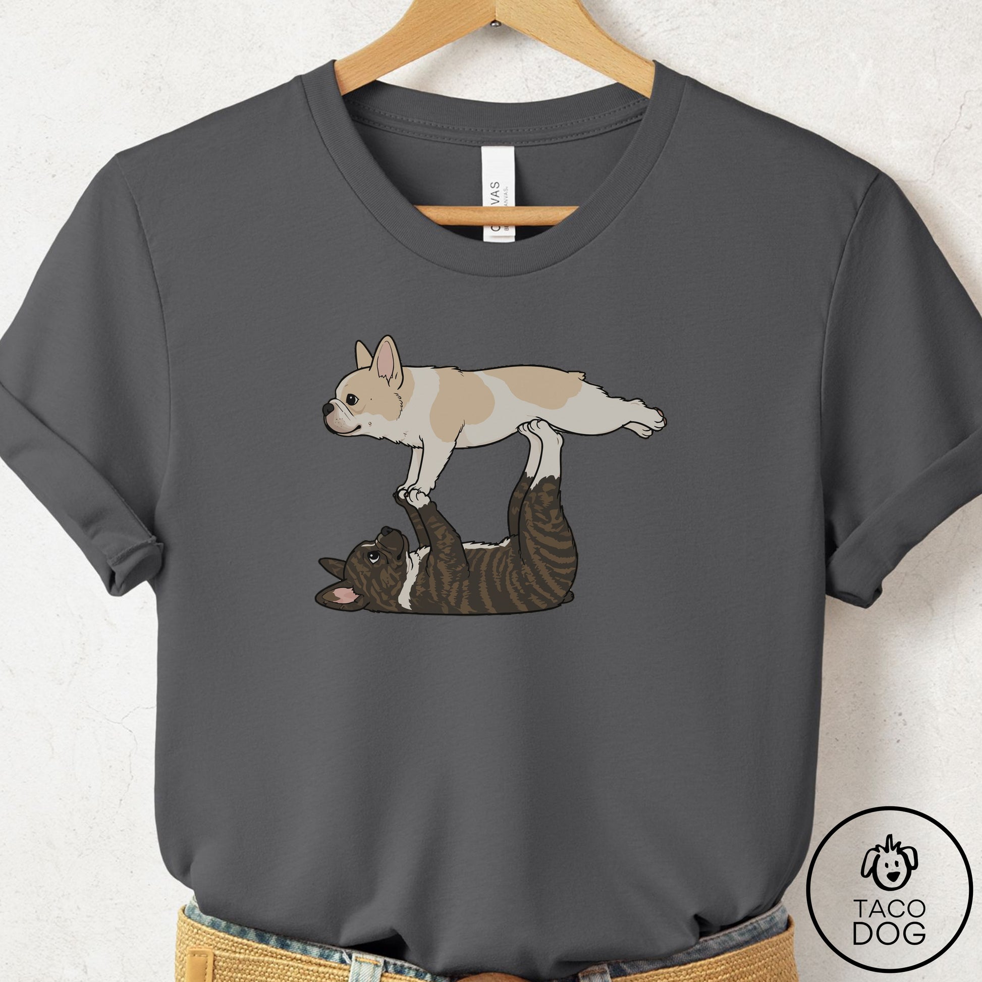 French Bulldog Frenchie Flying Feet T-Shirt Asphalt Taco-Dog