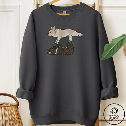 French Bulldog Frenchie Flying Feet Sweatshirt Charcoal Taco-Dog